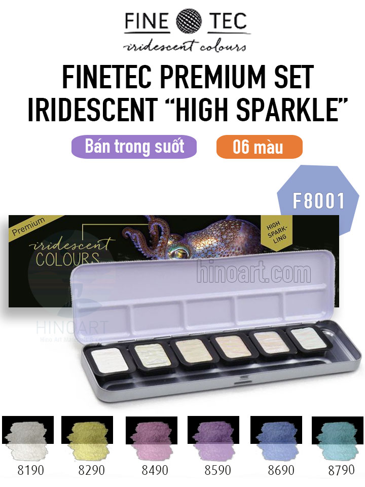 FineTec màu nhũ phản quang set 6 - Premium Iridescent High Sparkle F8001