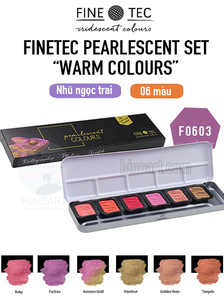 FineTec màu nhũ ngọc trai set 6 - Pearlescent Warm Colours F0603