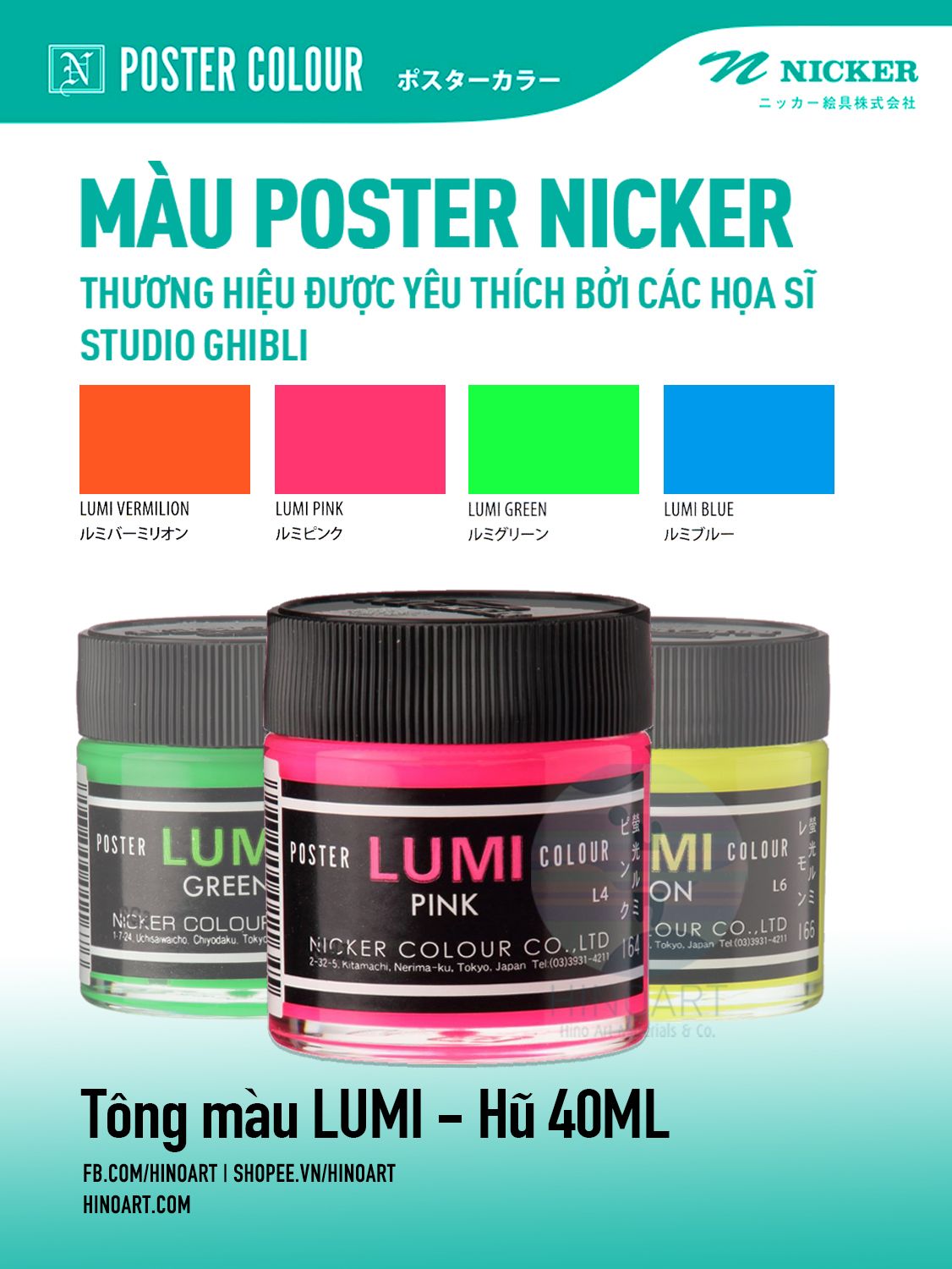 Màu vẽ poster Nicker dạng hũ dung tích 40ml Nhũ, Lumi