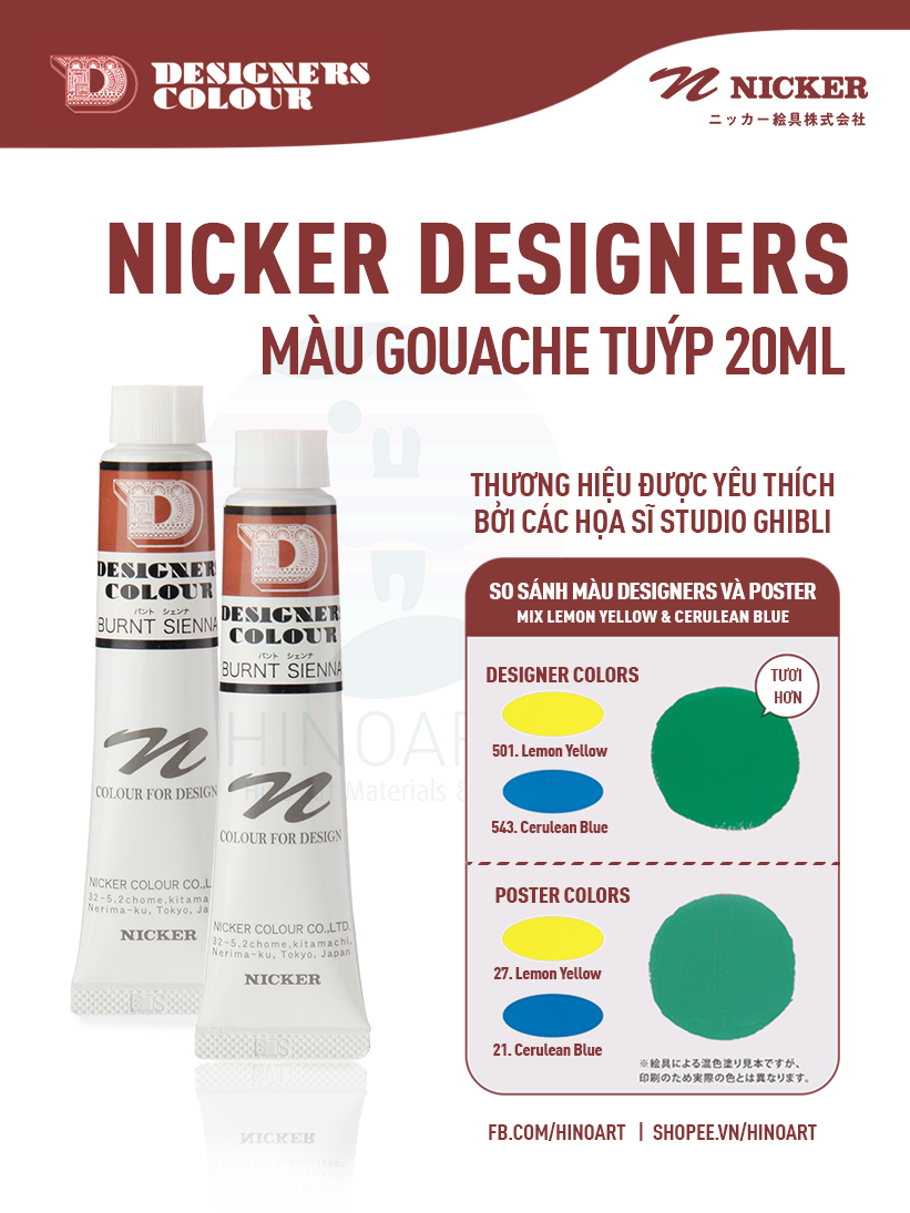 Màu gouache Nicker Designers tuýp 20ml - Tông nâu