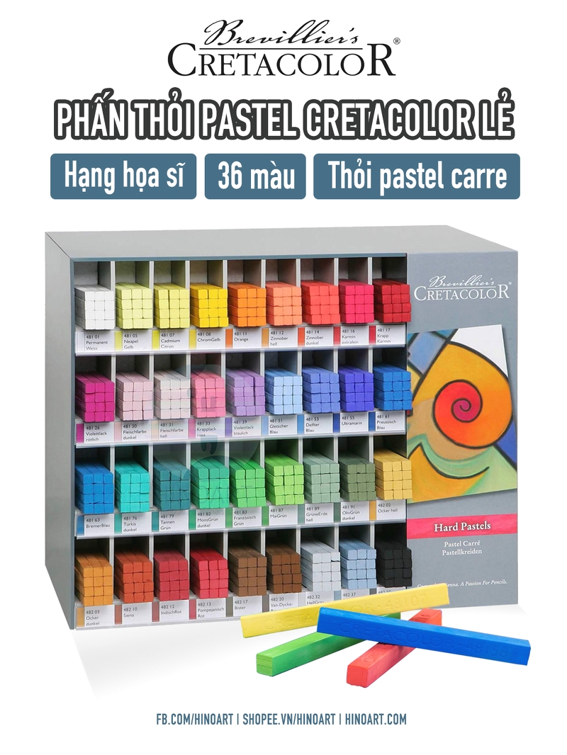 Phấn thỏi Cretacolor Hard Pastel Carré - 36 màu lẻ