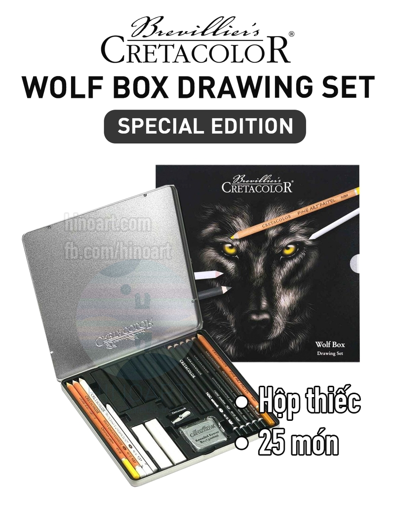 Cretacolor Wolf Box ( Black & White ) Charcoal Set