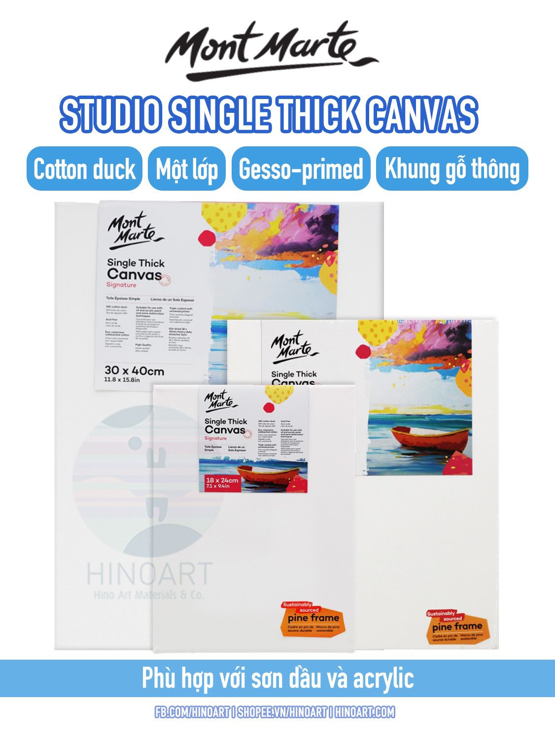 Toan vải Mont Marte Studio Canvas Pine Frame Single Thick