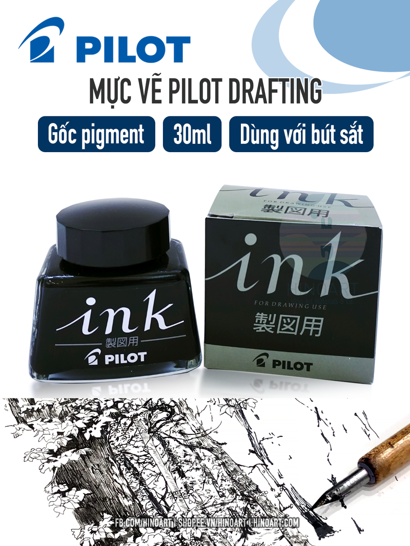 Mực Vẽ Manga Pilot Drafting Đen 30ml / 350ml