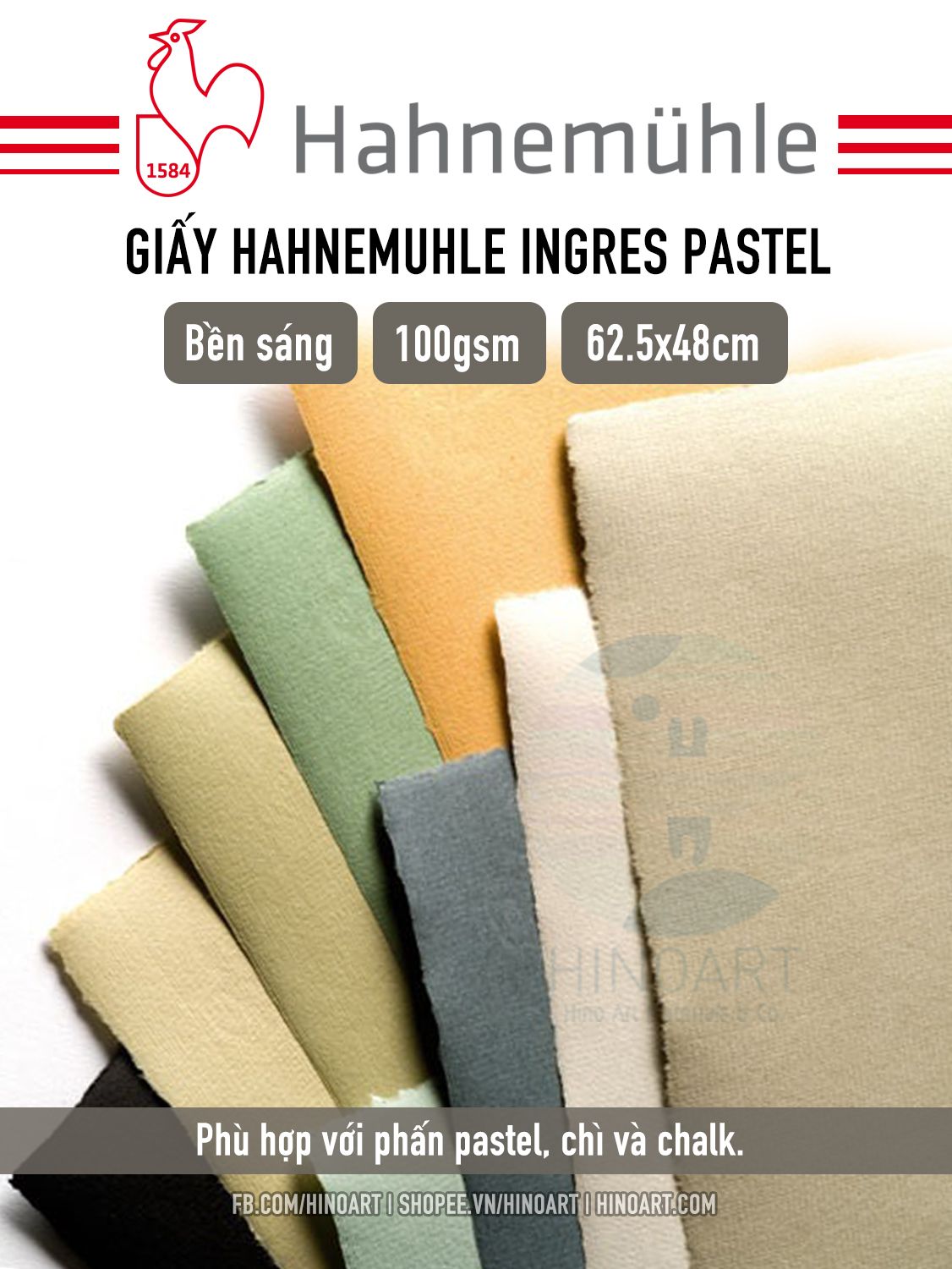 Giấy Hahnemuhle Mould-made Ingres 100gsm 62.5x48cm