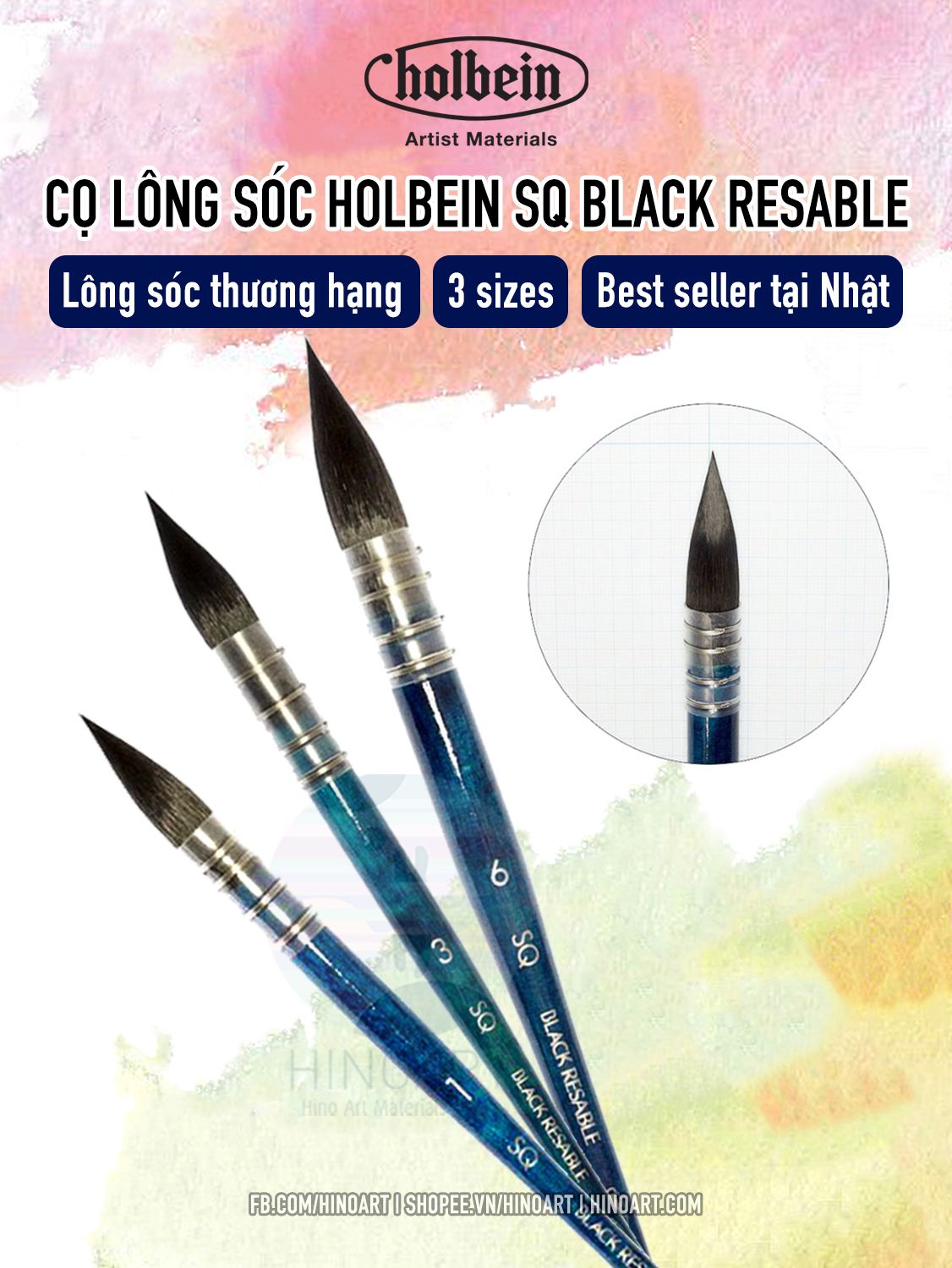 Cọ lông sóc Holbein Black Resable SQ