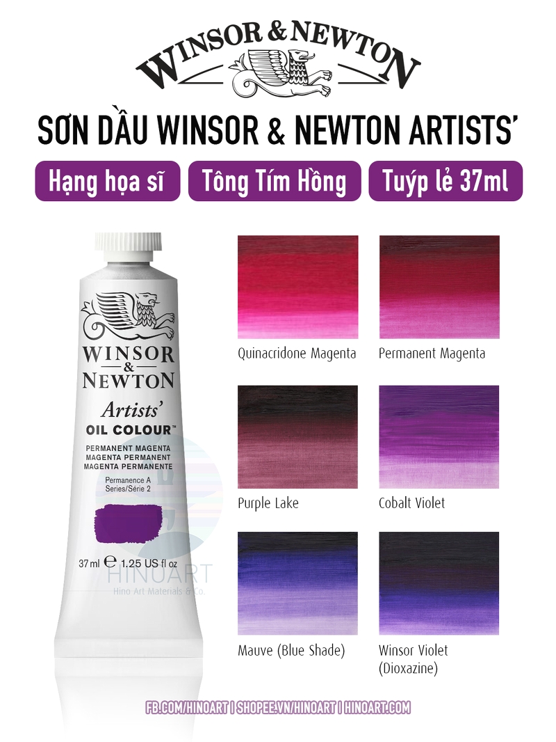 W&N Artists' Oil Colour 37ml - tông tím hồng