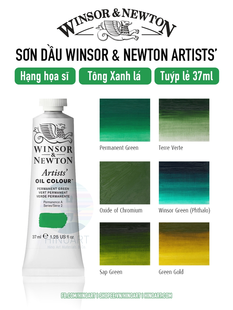 W&N Artists' Oil Colour 37ml - tông xanh lá