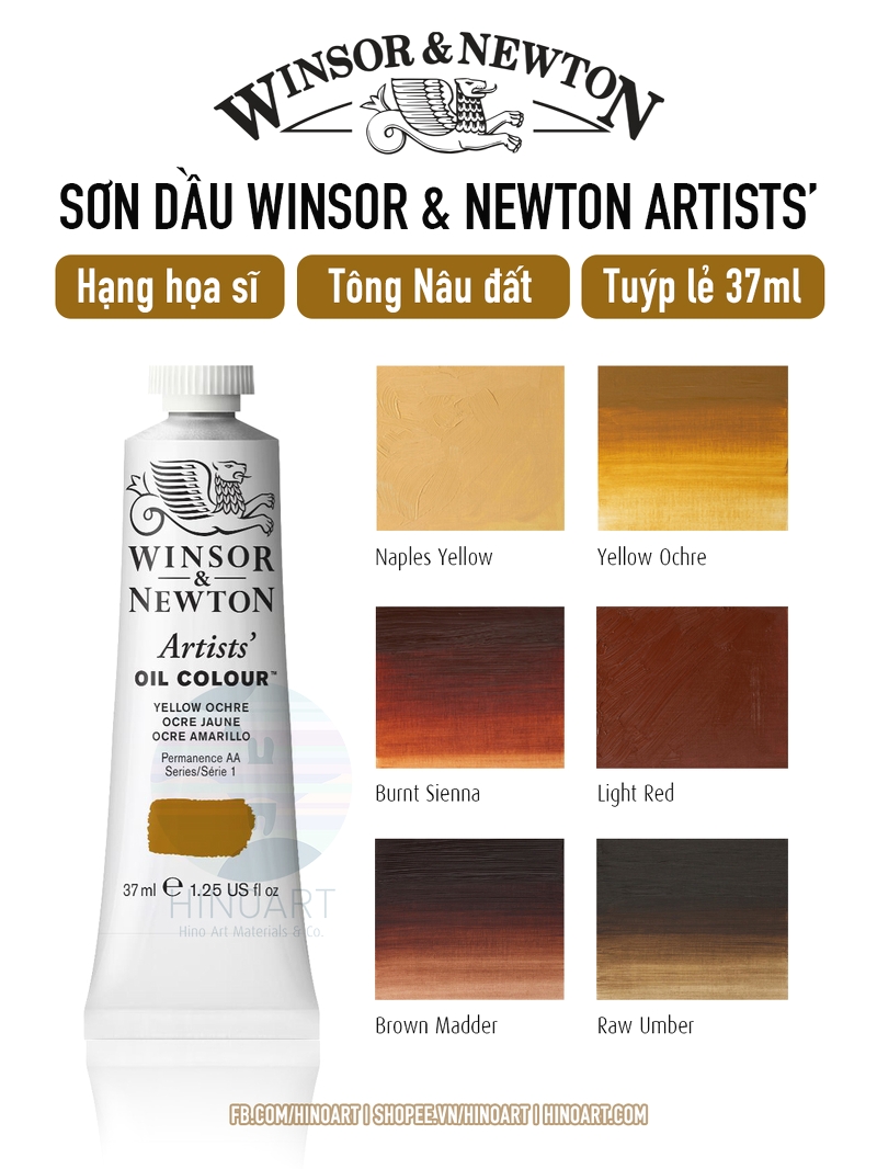 W&N Artists' Oil Colour 37ml - tông nâu đất