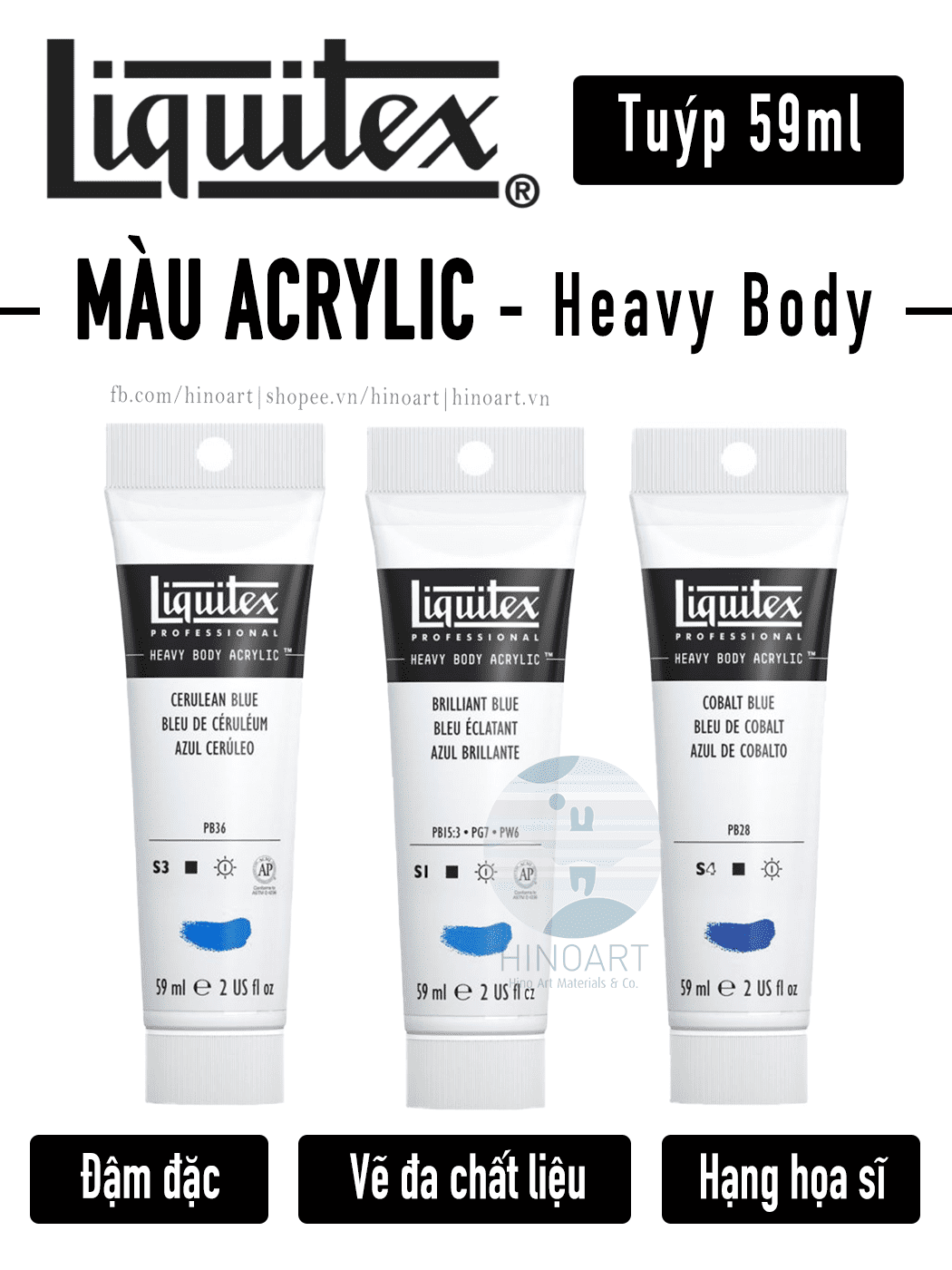 Màu Acrylic Liquitex Pro Heavy Body - 59ml - Tông xanh dương