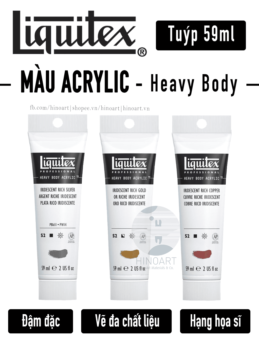 Màu Acrylic Liquitex Pro Heavy Body - 59ml - Tông màu nhũ