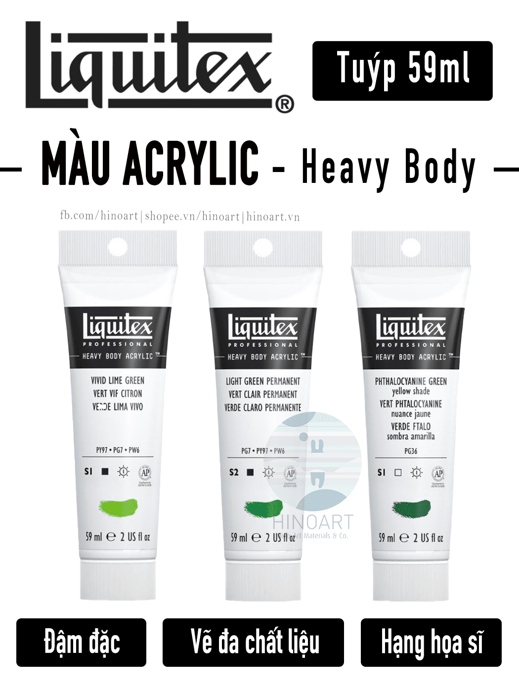 Màu Acrylic Liquitex Pro Heavy Body - 59ml -Tông xanh lá