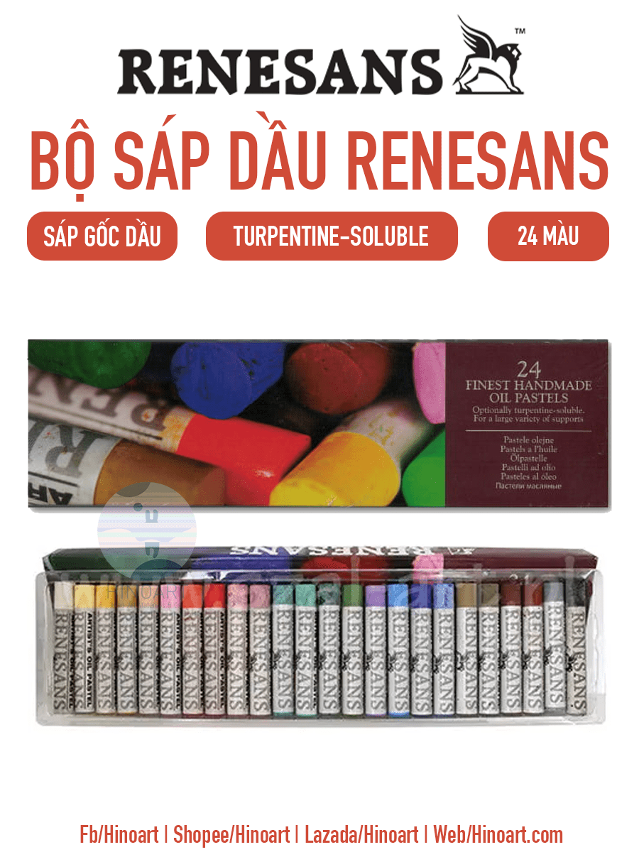 Renesans Set Of 24 Assorted Oil Pastels - Versatile Set