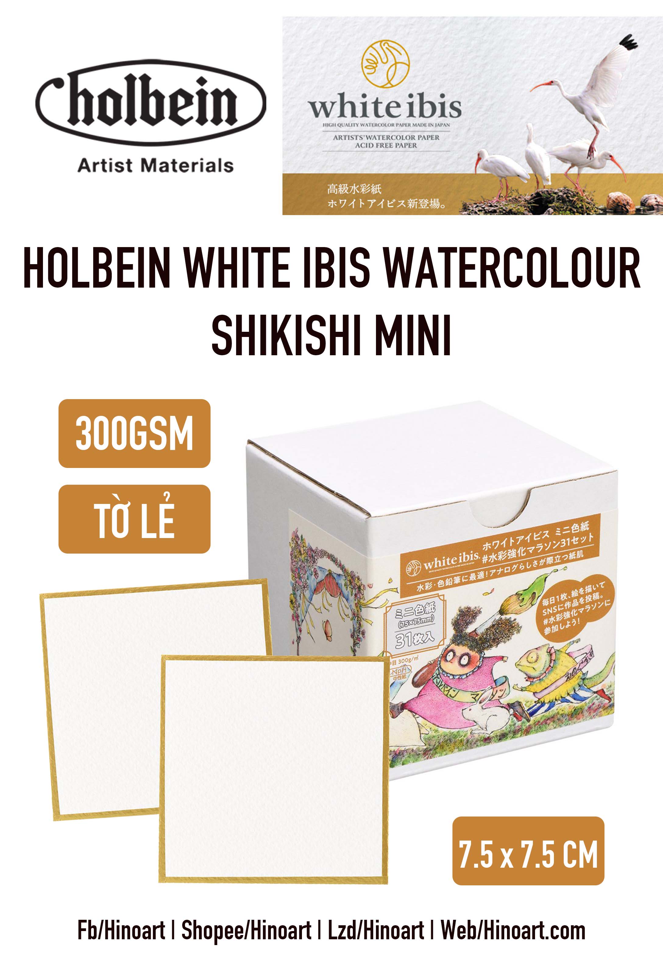 Holbein White Ibis Watercolour Shikishi Mini 300gsm LẺ