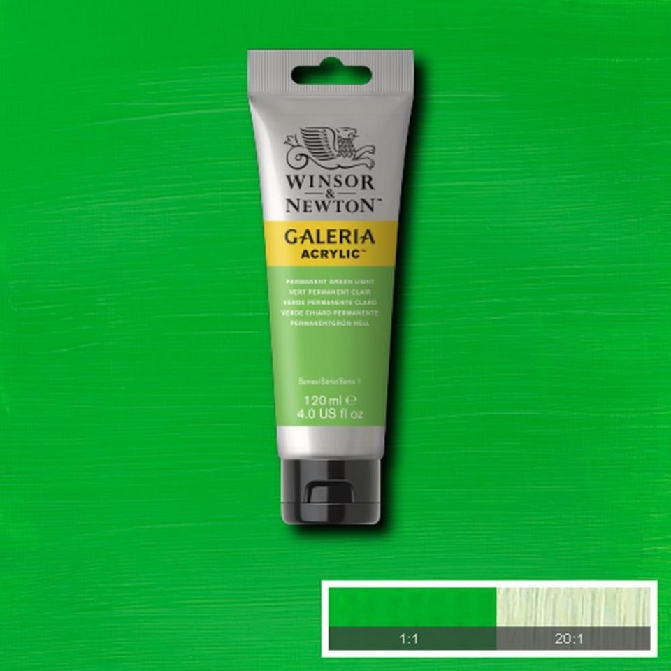 W&N GALERIA Acrylic Colour - Permanent Green Light - 120ml