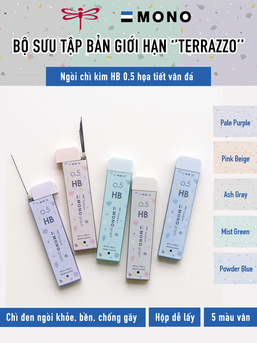 [MÀU GIỚI HẠN] Ngòi chì kim Mono Graph 0.5 HB Terrazzo - 5 màu