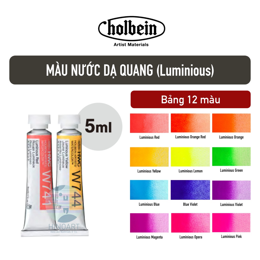 Màu nước dạ quang Holbein Watercolour 5m C Luminous