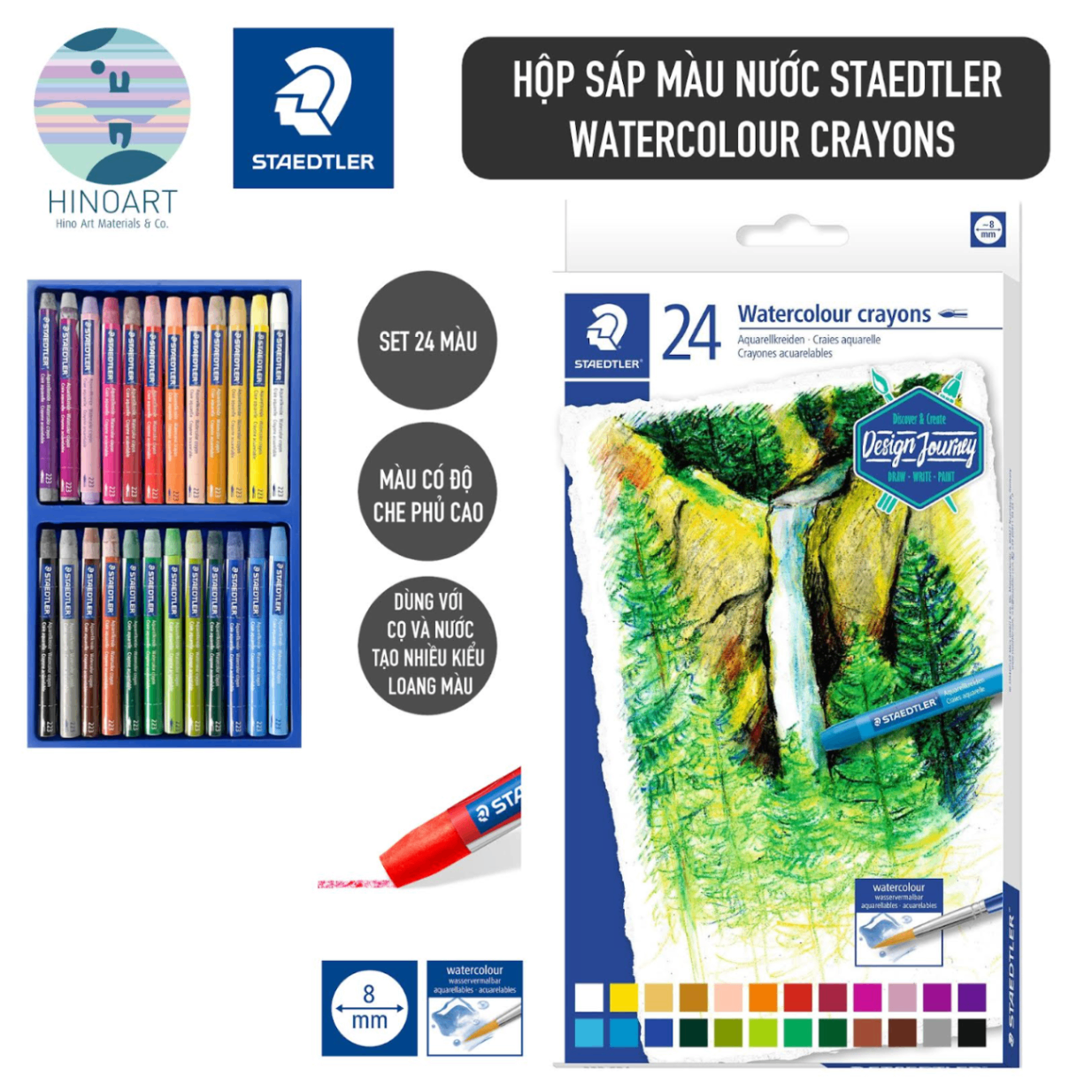 Hộp sáp màu nước Staedtler Watercolor Crayons - 24 màu