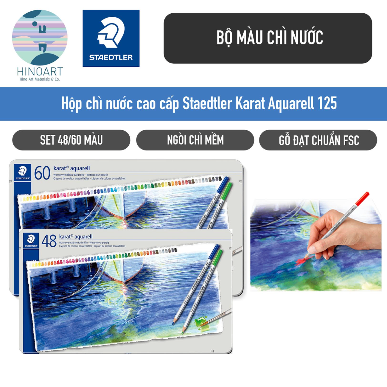 Hộp chì nước cao cấp Staedtler Karat Aquarell 125M - 48 / 60 màu