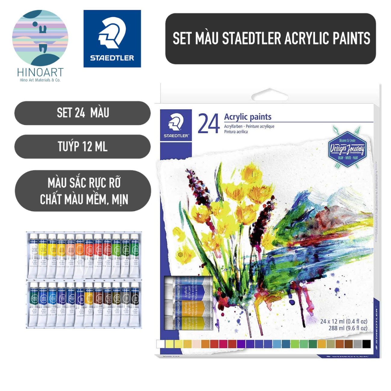 Set Staedtler Acrylic Paints - hộp 24 tuýp 12ml