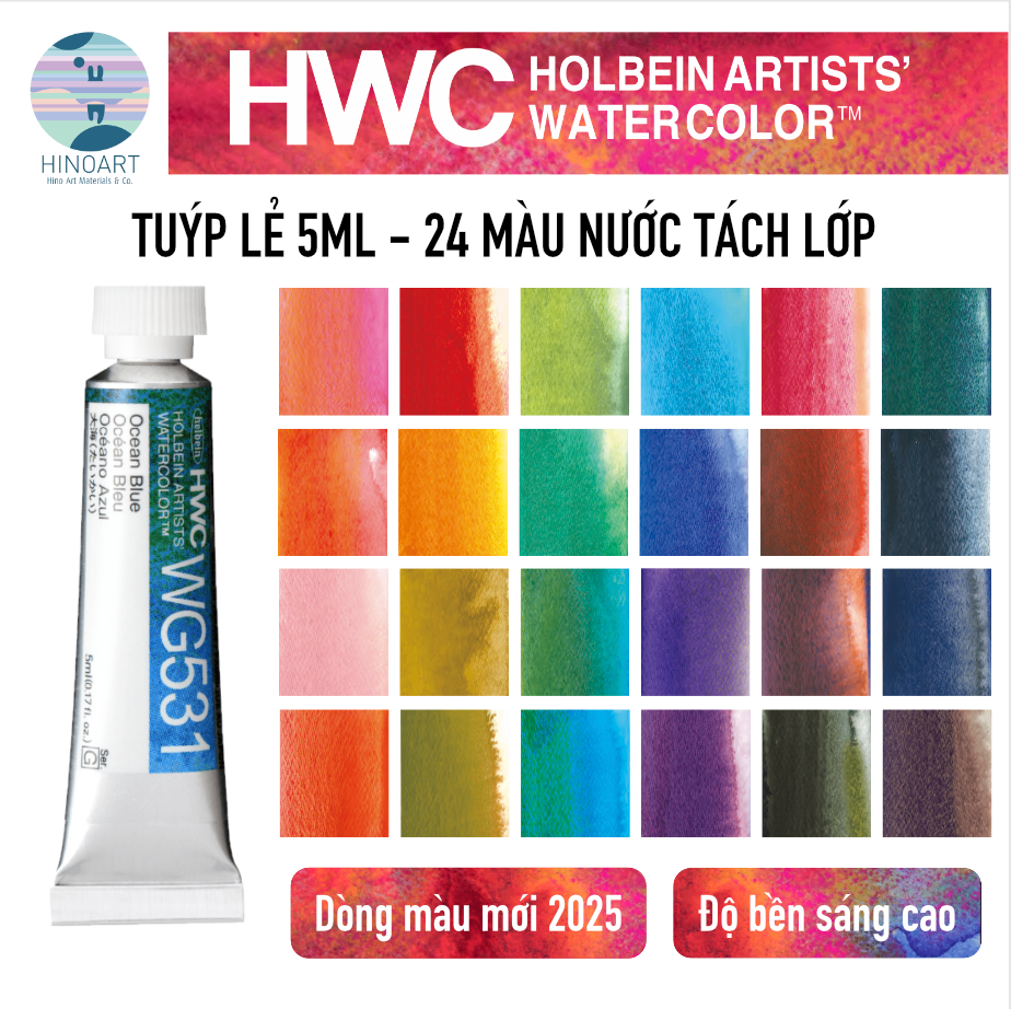 Holbein Granulating Watercolor Set 24 - tuýp lẻ 5ml