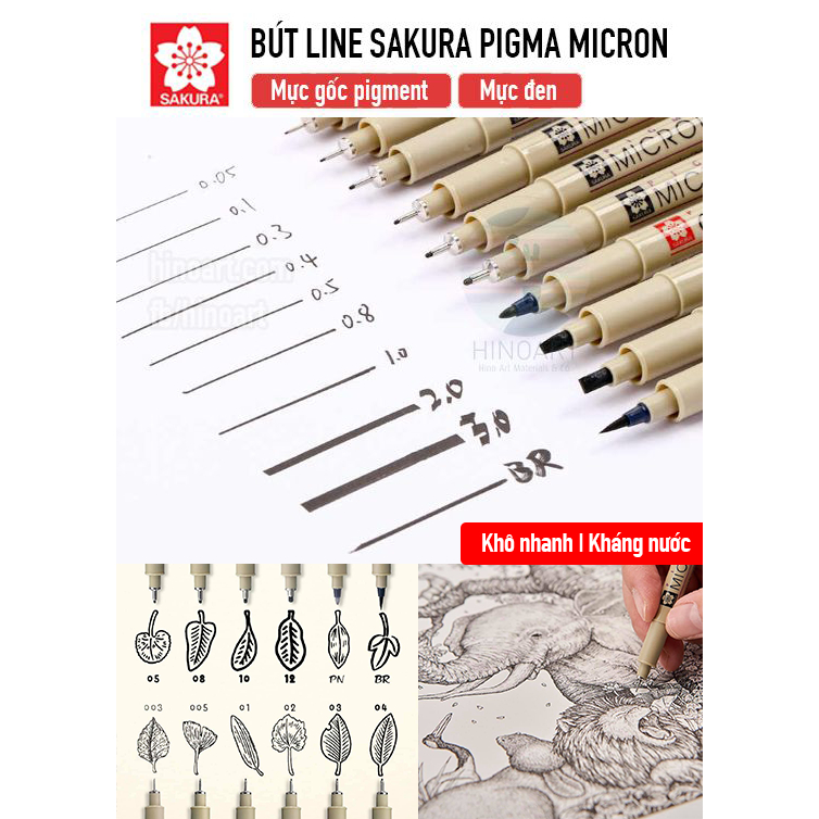 Bút đi nét Sakura Pigma Micron đen ngòi Brush