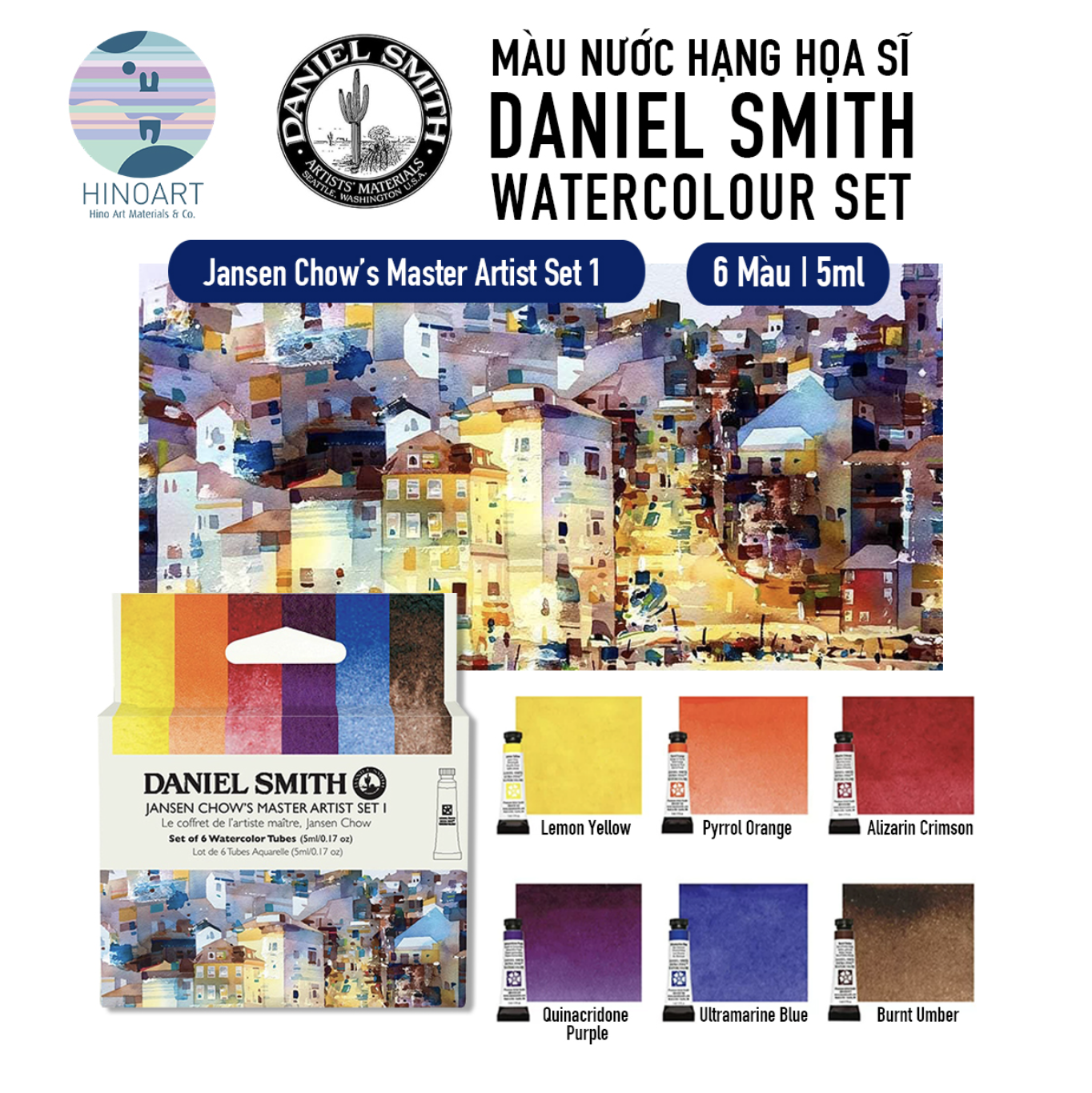 DANIEL SMITH EXTRA FINE WATERCOLOR SET 5ml Tubes - Jansen Chow's Master Artist Set I - 6 Tubes