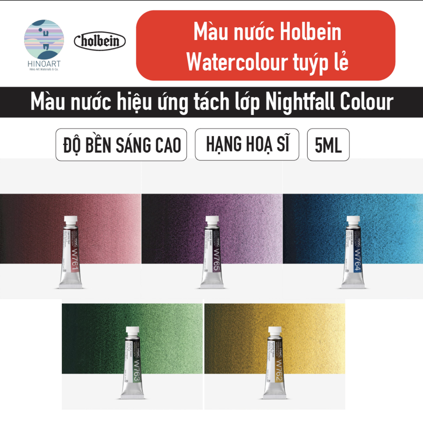 Holbein Watercolour 5ml B Nightfall Colour - tuýp lẻ