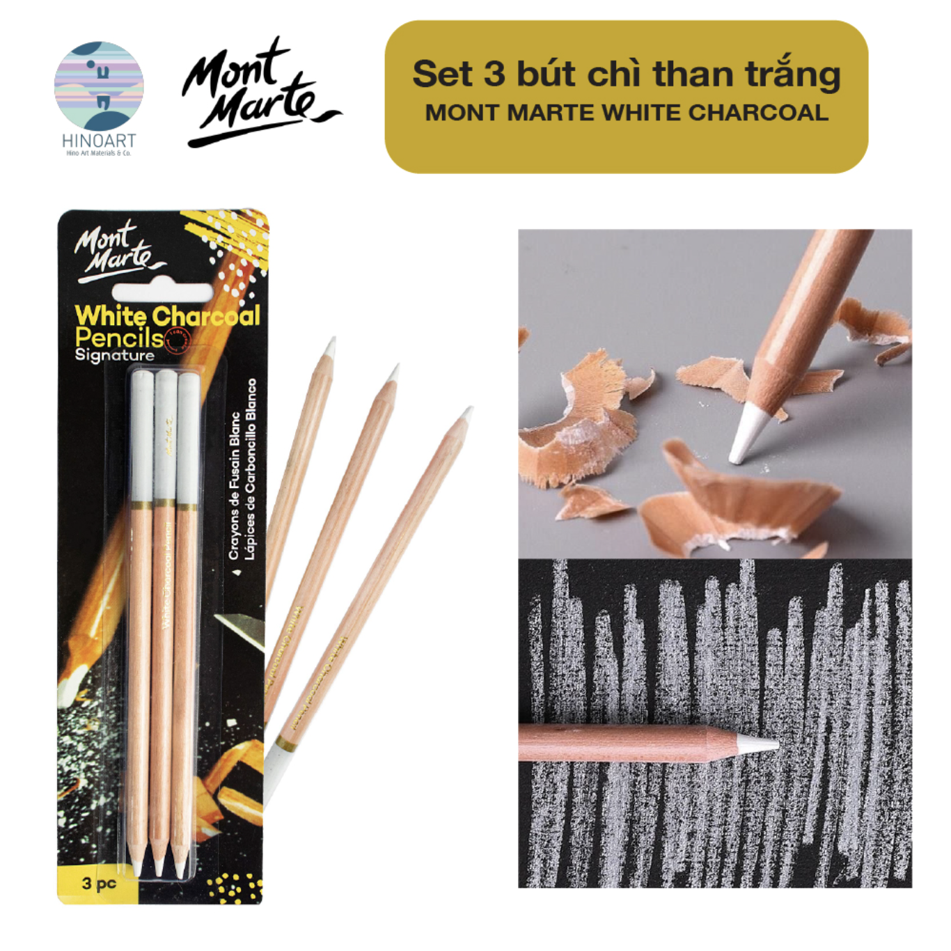 Mont Marte White Charcoal Pencils