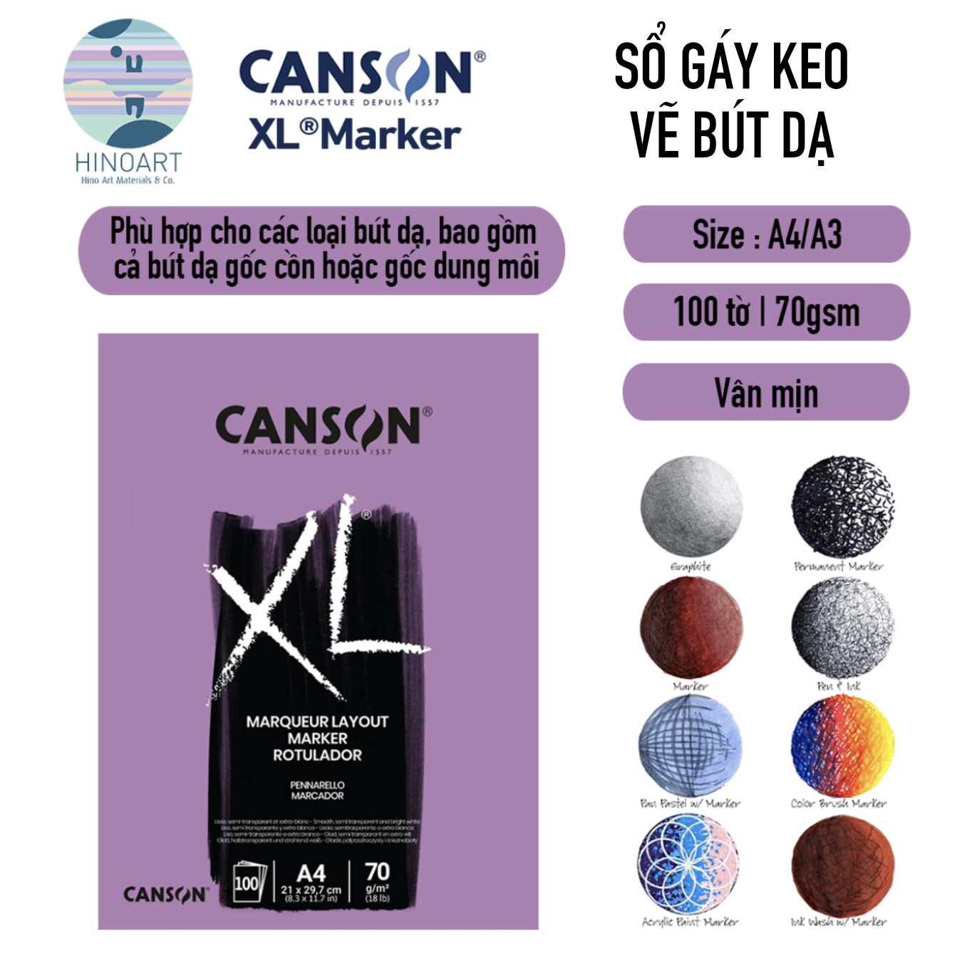 Sổ gáy keo CANSON XL 100 tờ - MARKER 70gsm