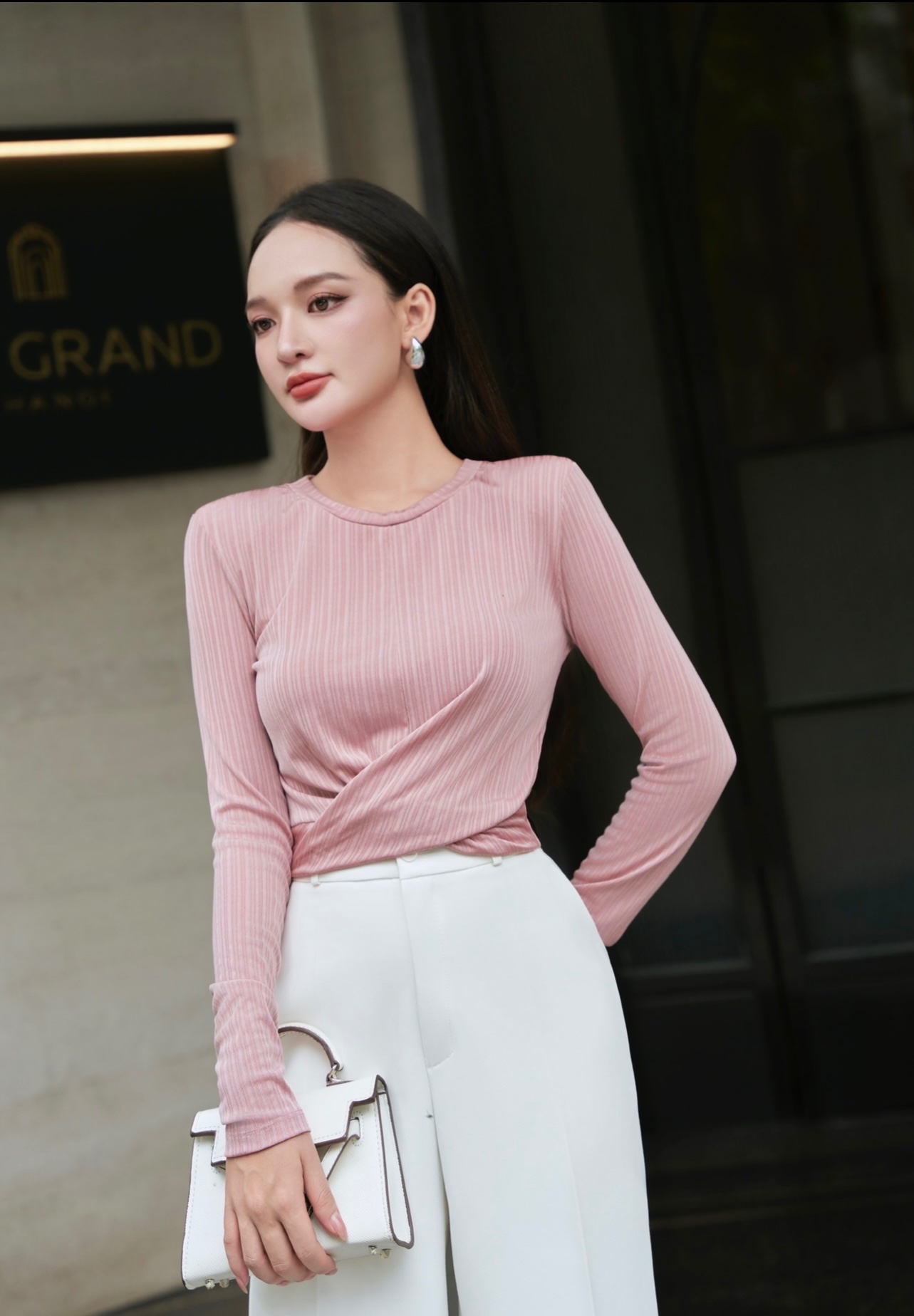 Áo kim sa cotton thắt eo