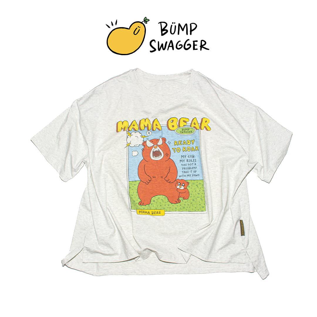 Áo Thun Ngắn Tay Mama Bear Bump Swagger Màu Xám Tiêu Size L