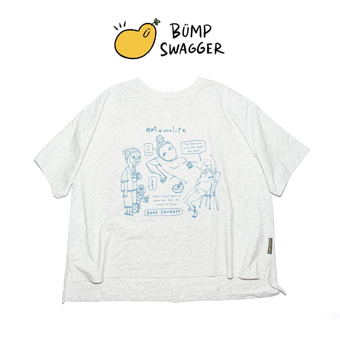 Áo Thun Ngắn Tay Momlife Bump Swagger Màu Xám Tiêu Size L