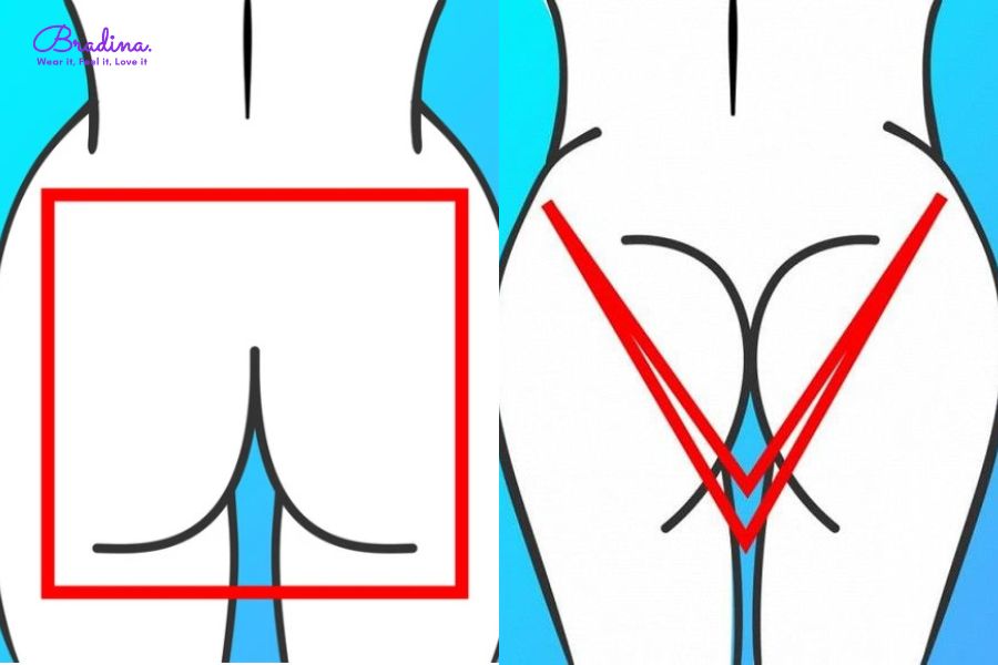 Kiểu dáng mông hình vuông và mông hình tam giác lộn ngược,  Mông to nên mặc quần lót gì?