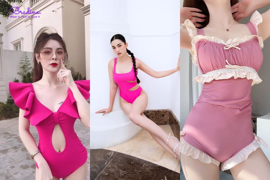 Bikini màu hồng 1 mảnh