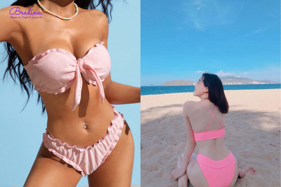 Bikini hai mảnh màu hồng