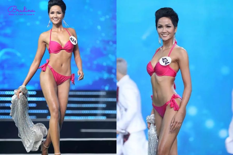 Hoa hậu H'Hen Niê rạng rỡ với bikini hồng cánh sen