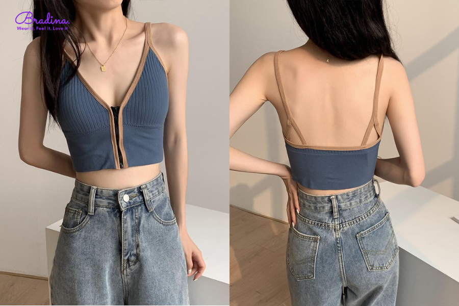 Áo lót 2 dây croptop khoét sâu