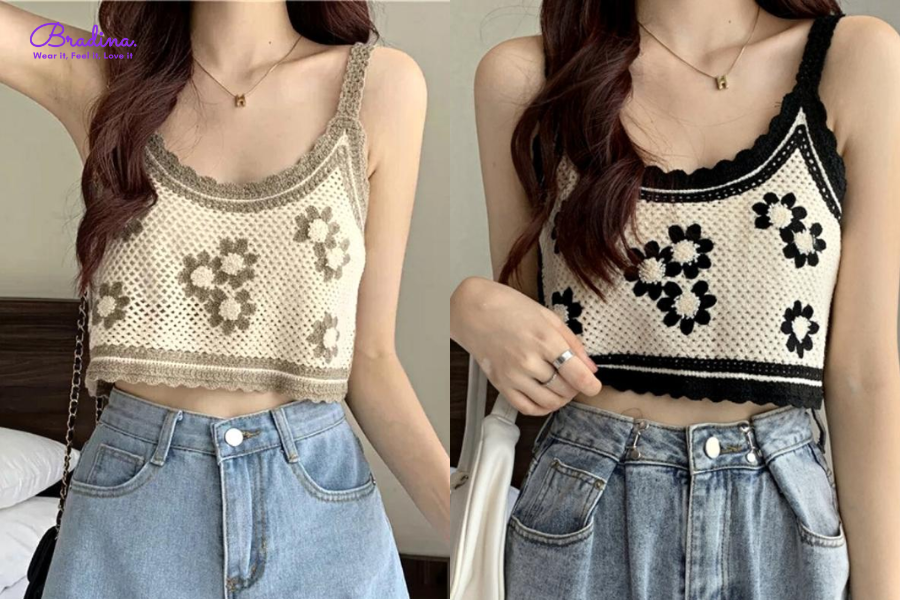 Áo lót 2 dây croptop len