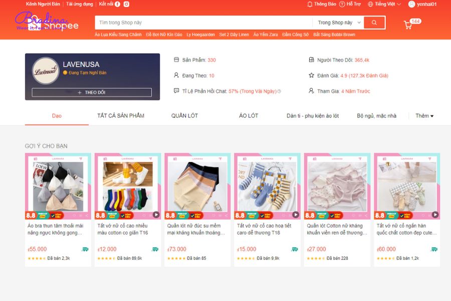 Shop đồ lót shopee chất lượng Lavenusa