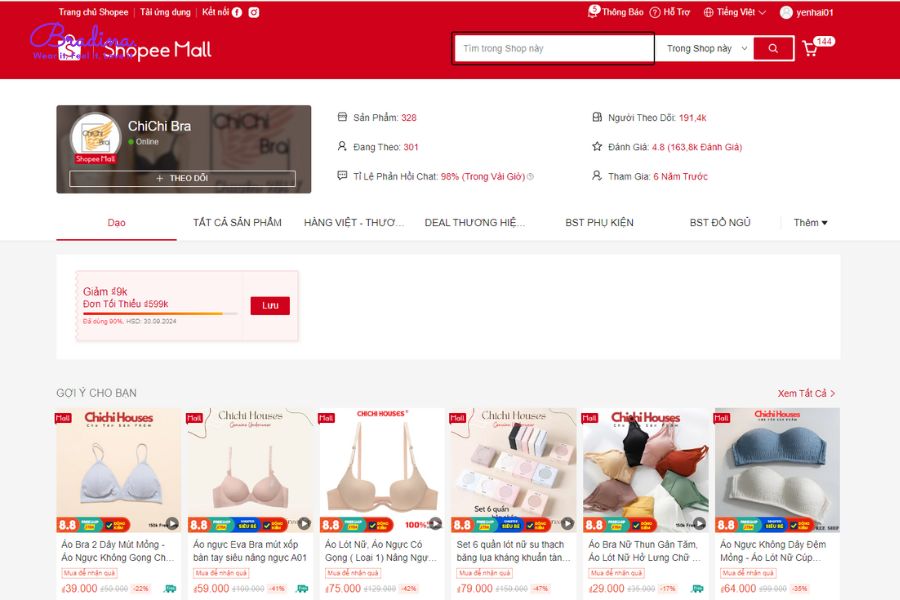 Shop đồ lót shopee chất lượng ChiChi Bra