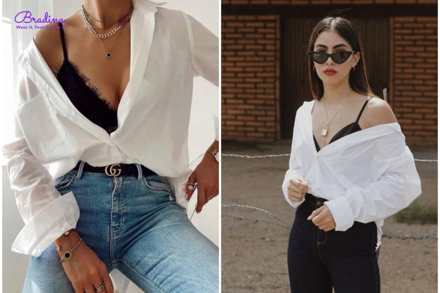 Phối áo bralette với áo phông độc đáo