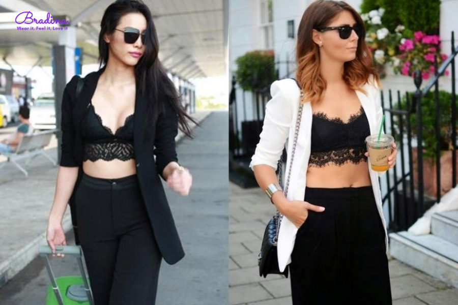 Phối áo bra với áo blazer