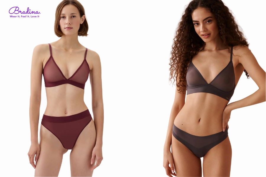 Bralette gợi cảm làm từ vải mesh thoáng khí tốt và tạo ra vẻ ngoài hiện đại, phá cách