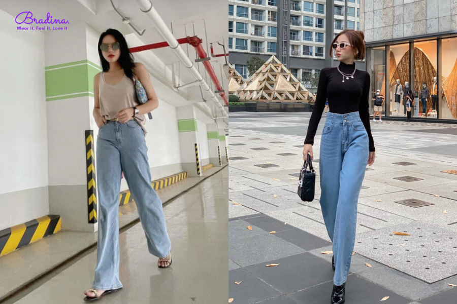 Phối quần jean culottes với áo giữ nhiệt nữ