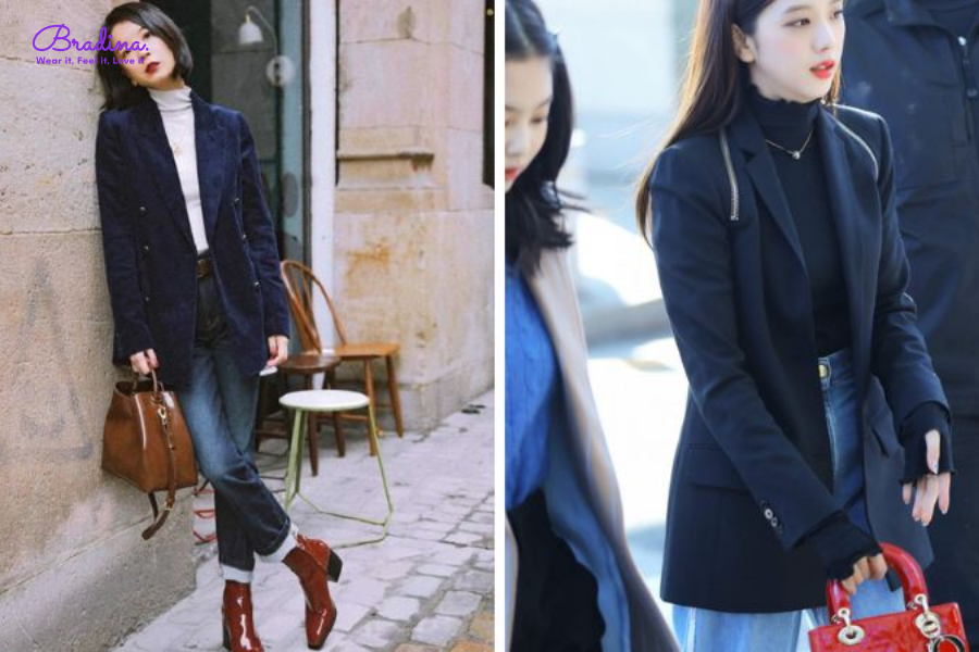 Áo giữ nhiệt với áo khoác blazer