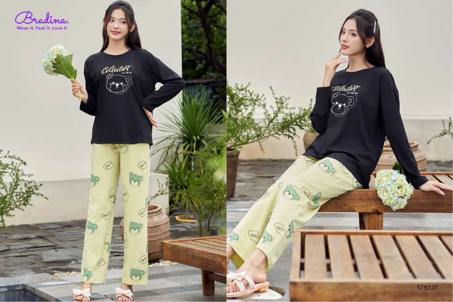 Bộ đồ nữ thu đông cotton Sunfly ST9227M904