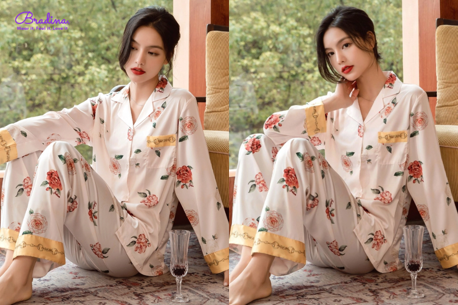 Đồ ngủ thiết kế in họa tiết hoa Xiny