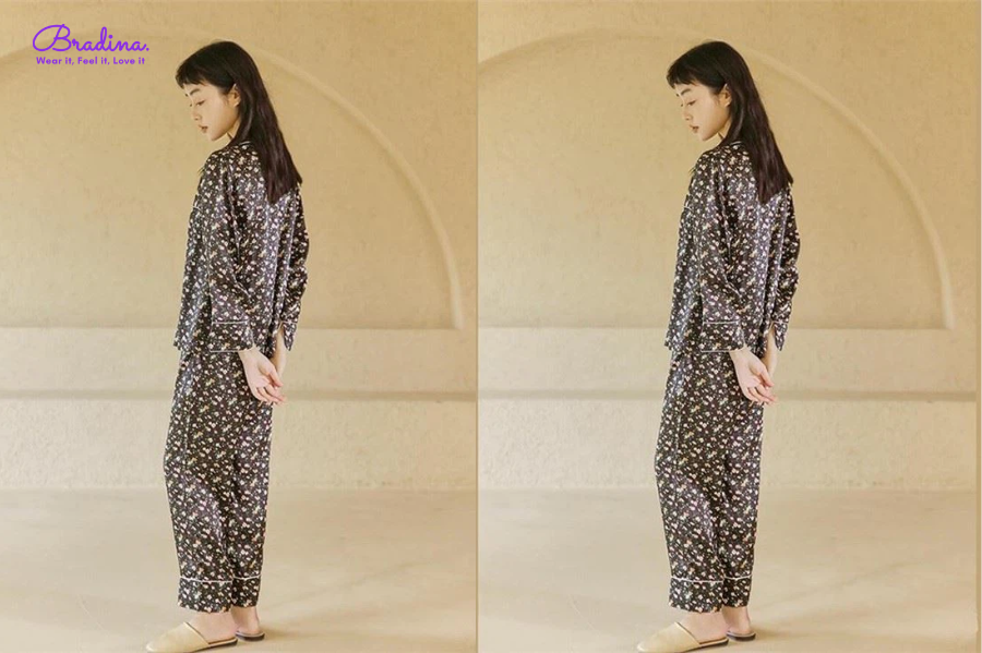 Đồ ngủ lụa họa tiết vintage Silkhomewear