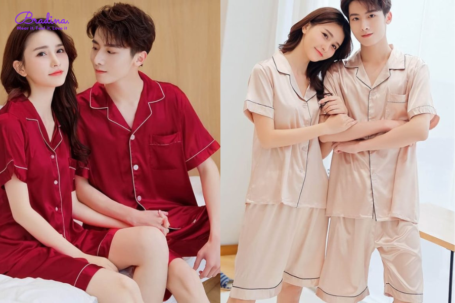 Đồ ngủ satin trơn bóng ivysweethome